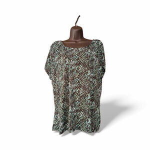 Jaclyn Smith Collection Women’s Snakeskin Print Top Green Black XL (JC92)